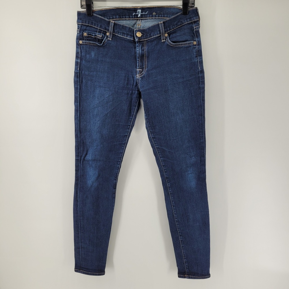 7 For All Mankind The Skinny Jeans Womens 30 Dark Wash Blue Denim Stretch